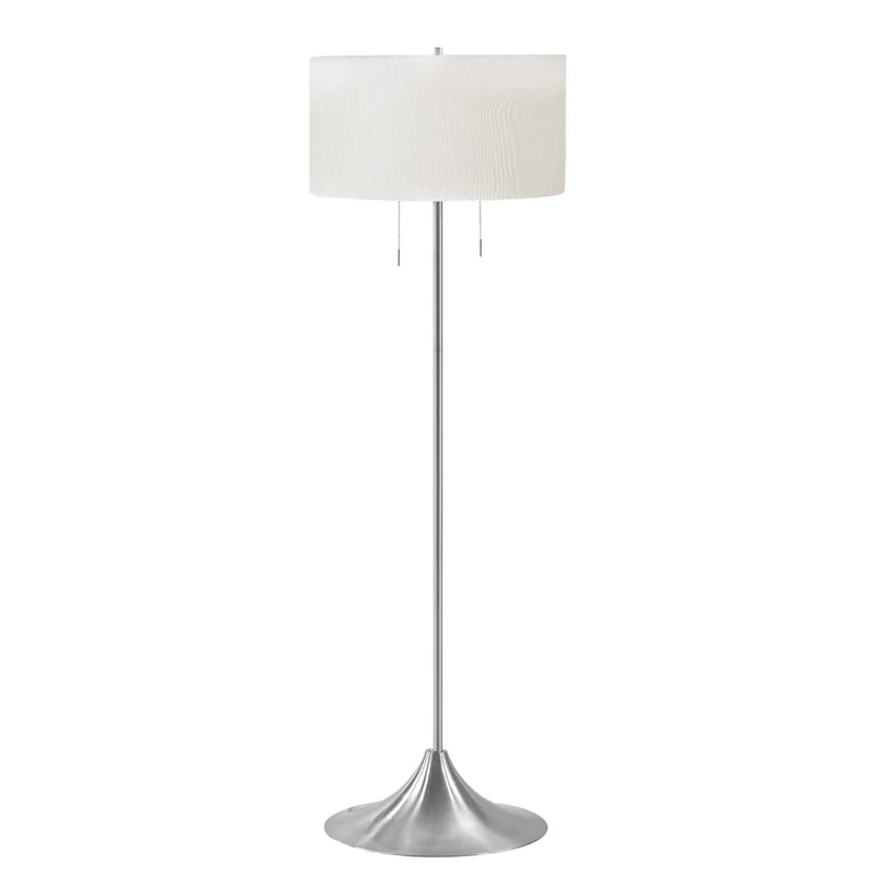 Monarch Specialties 9681 61"H Floor Lamp - Silver Metal, Ivory/Cream Shade