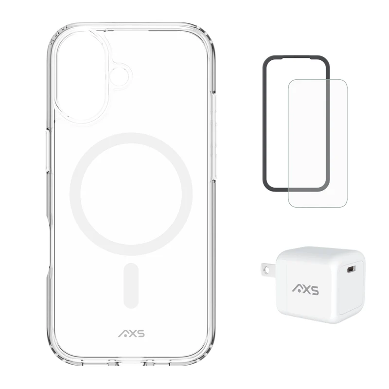AXS Starter Kit - Ultra Clear Case, Screen Protector & 30W Charger for iPhone 17