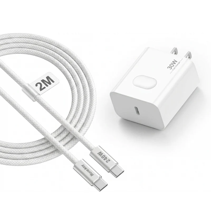 ShoppingAll Huntkey 30W USB-C Fast Wall Charger with 2m Cable - White