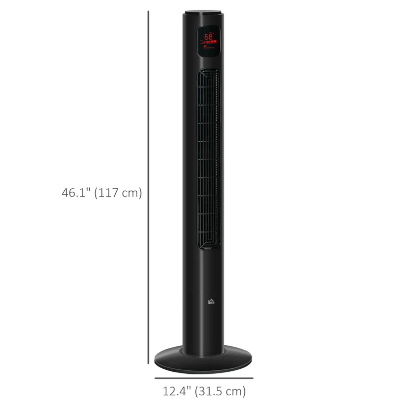 HOMCOM - Ventilateur tour sur pied 46 po H pour la maison avec oscillation et minuterie 12H - noir