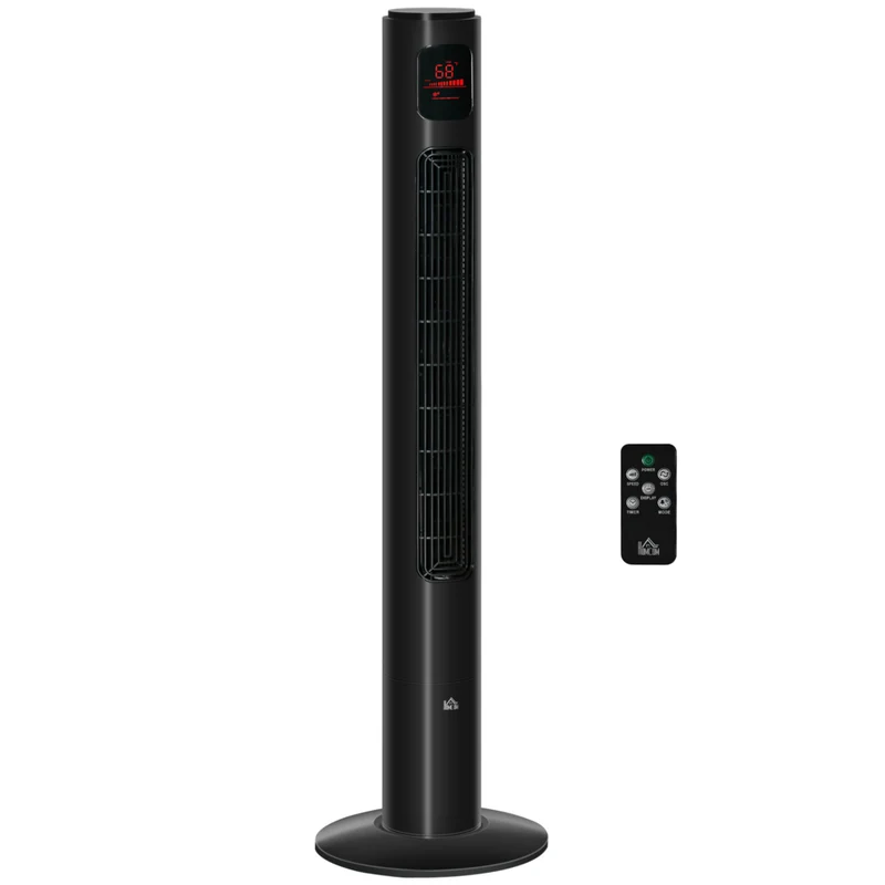 HOMCOM 46" H Freestanding Tower Fan for Home with Oscillating and 12H Timer - Black