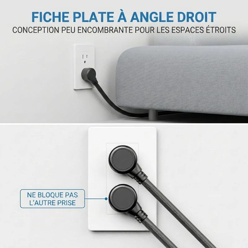 ShoppingAll - Huntkey parasurtenseur multiprise avec 6 prises et 2 ports USB – 4 pi – noir - Paquet de 2
