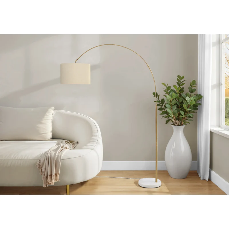 Monarch Specialties - 9640 79"H Lampadaire - Métal En Laiton/Abat-Jour Beige