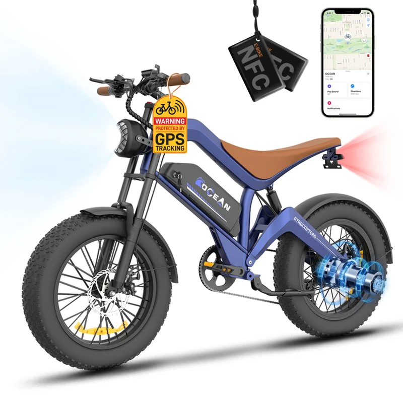 Gyrocopters Ocean Electric Dirt Bike for Adults - Speed 55 kmph - PAS Range 115 km -Blue