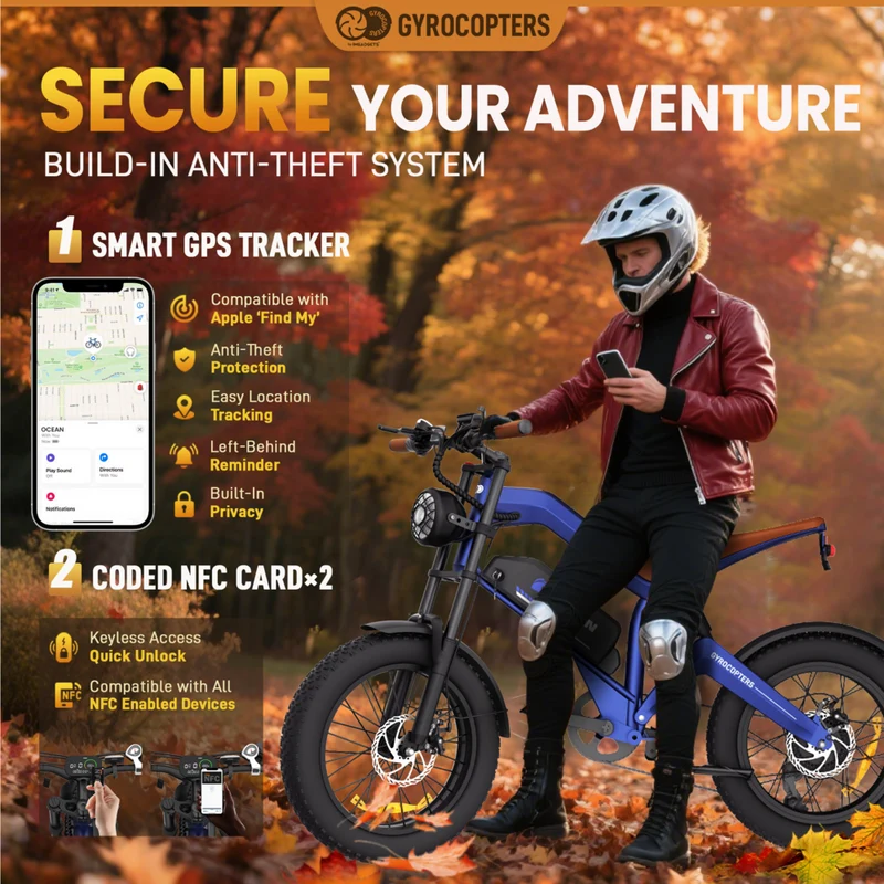 Gyrocopters Ocean Electric Dirt Bike for Adults - Speed 55 kmph - PAS Range 115 km -Blue
