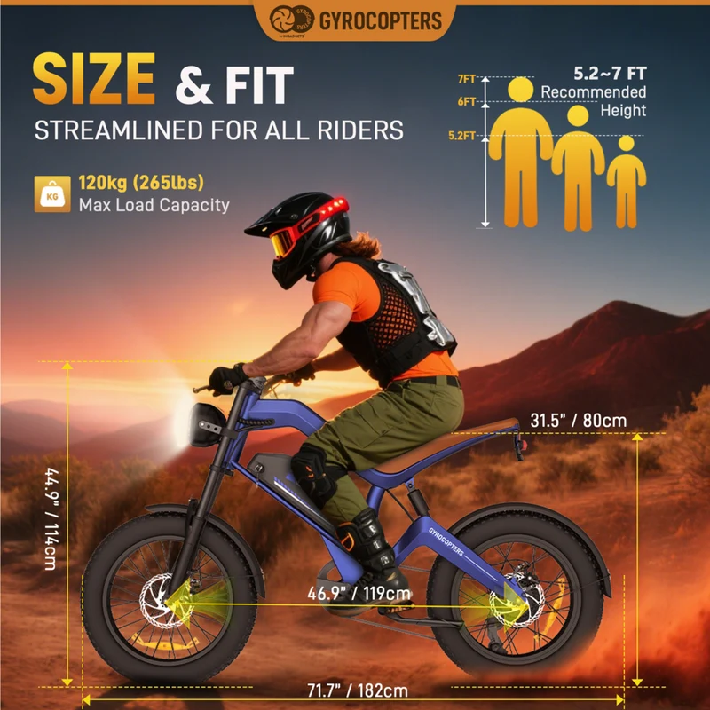 Gyrocopters Ocean Electric Dirt Bike for Adults - Speed 55 kmph - PAS Range 115 km -Blue