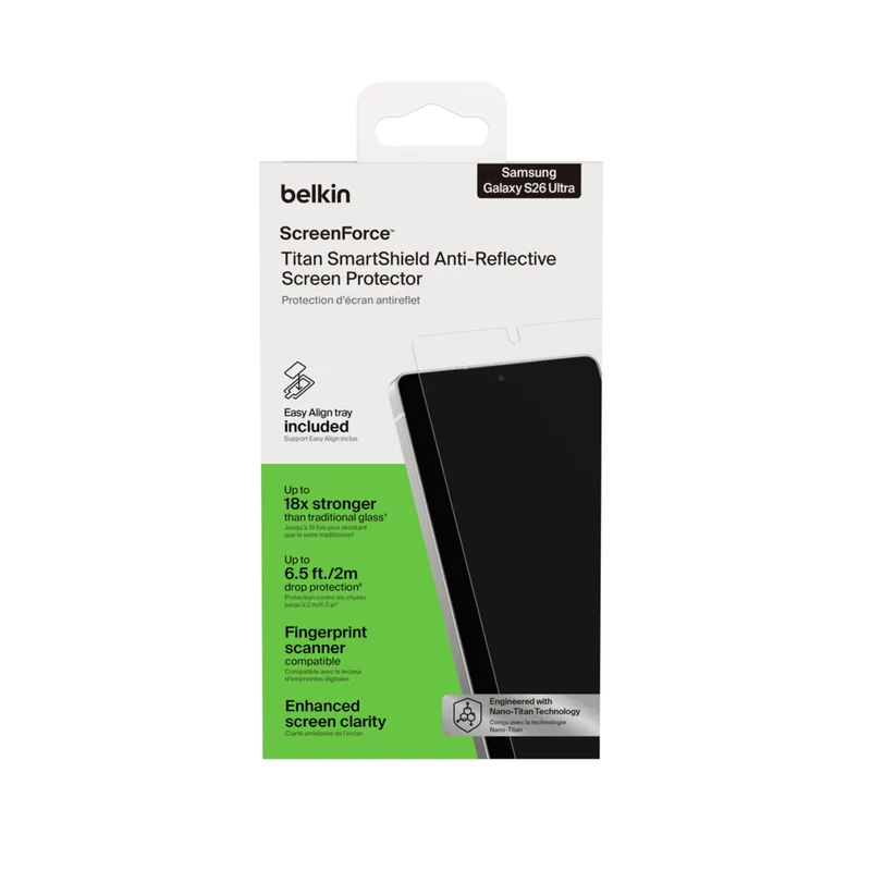 Belkin ScreenForce Titan SmartShield Anti-Reflective Screen Protector for Samsung Galaxy S26 Ultra
