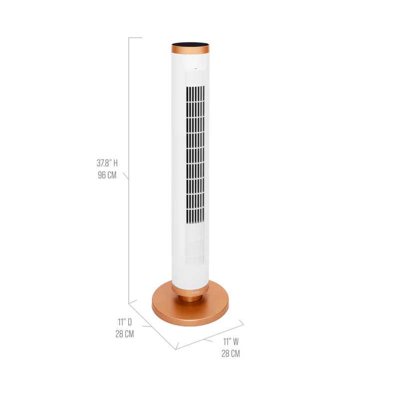 Seville Classics UltraSlimLine Oscillating Tower Fan with Light - White