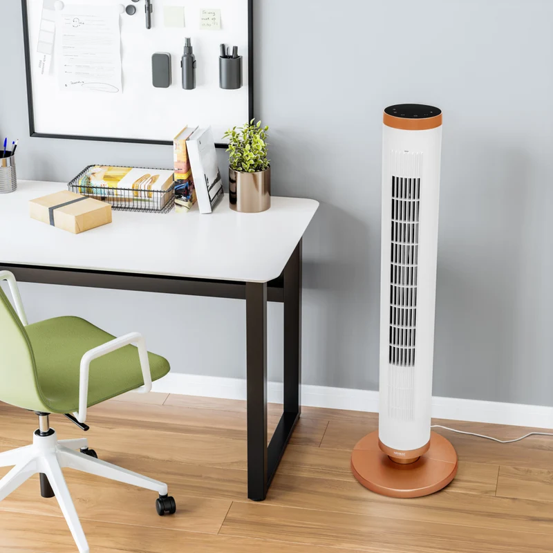 Seville Classics UltraSlimLine Oscillating Tower Fan with Light - White