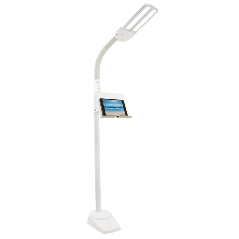 OttLite - Lampe sur pied LED à double teinte avec support pour tablette et chargeur USB - Blanc