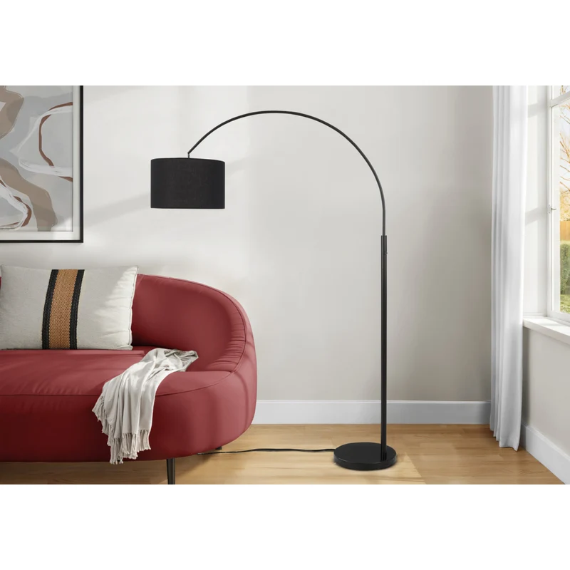 Monarch Specialties - 9641 81"H Lampadaire - Métal Noir/Abat-Jour Noir