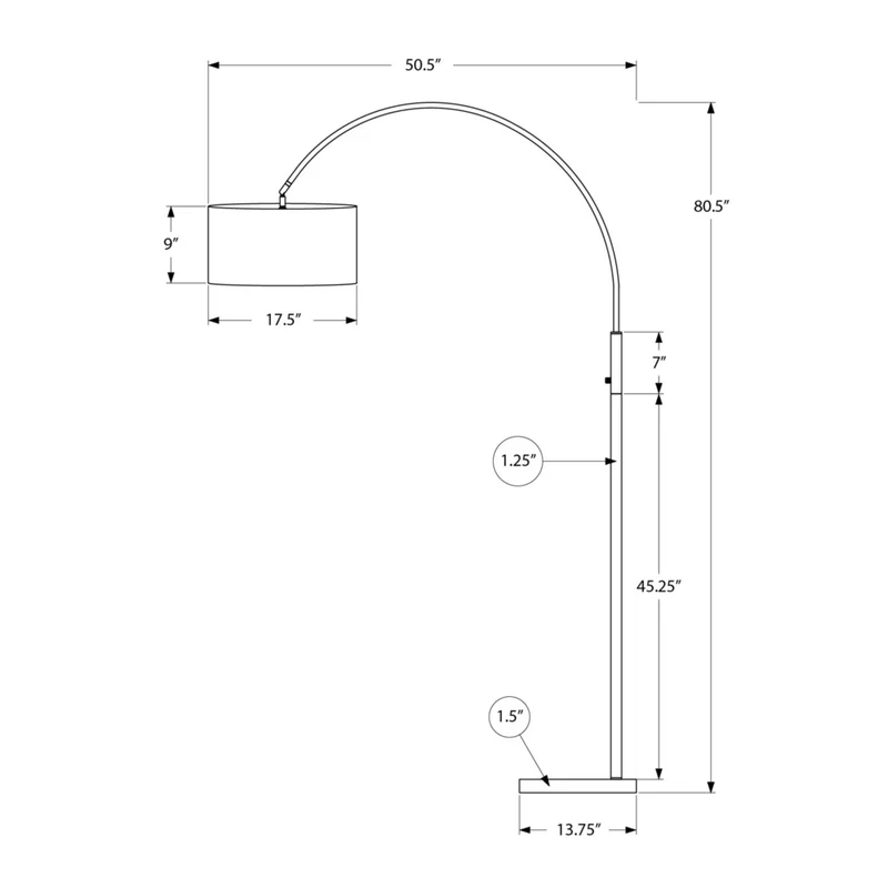Monarch Specialties - 9641 81"H Lampadaire - Métal Noir/Abat-Jour Noir