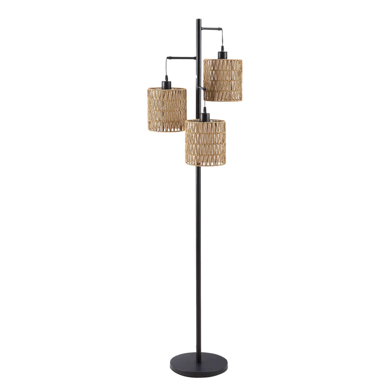 Monarch Specialties 9651 73"H Floor Lamp - Natural Rope, Black Metal