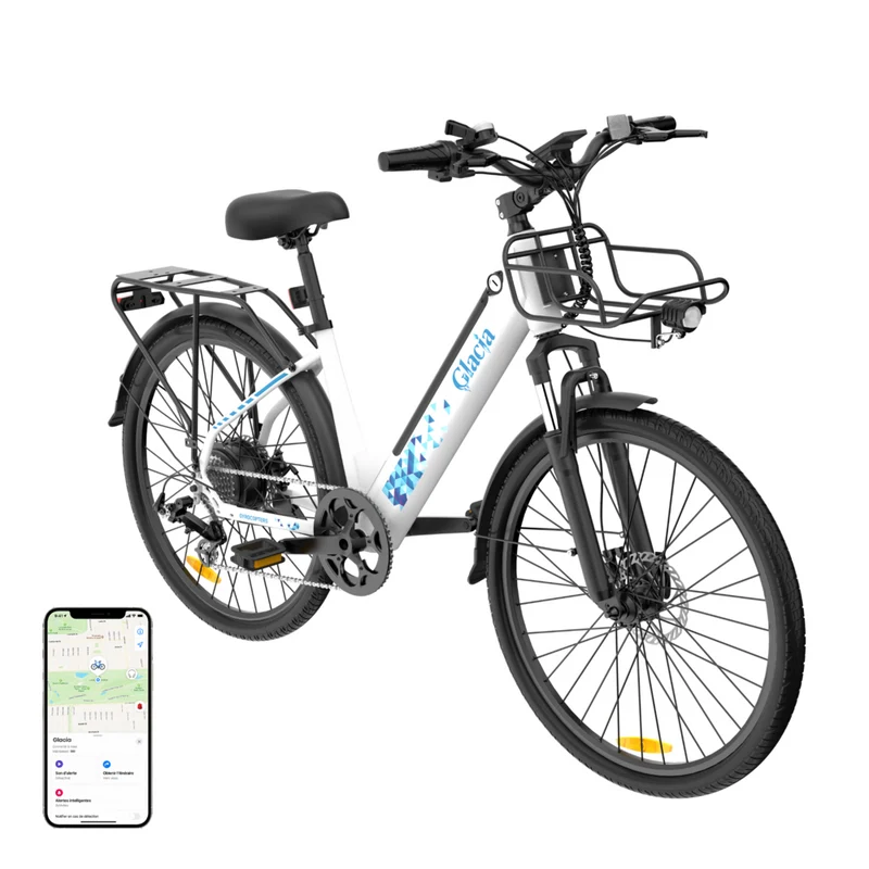 Gyrocopters - Vélo électrique Glacia pour adultes et adolescents - Vitesse 45 km/h - Autonomie (assistance) 93 km - Blanc