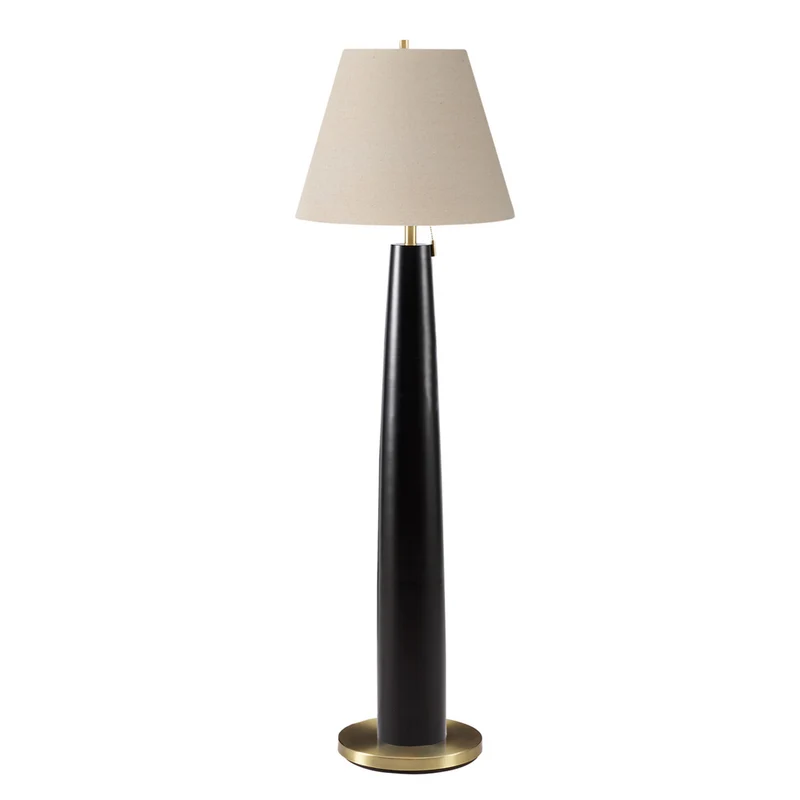 Monarch Specialties - 9683 62"H Lampadaire - Métal Noir/Abat-Jour Beige