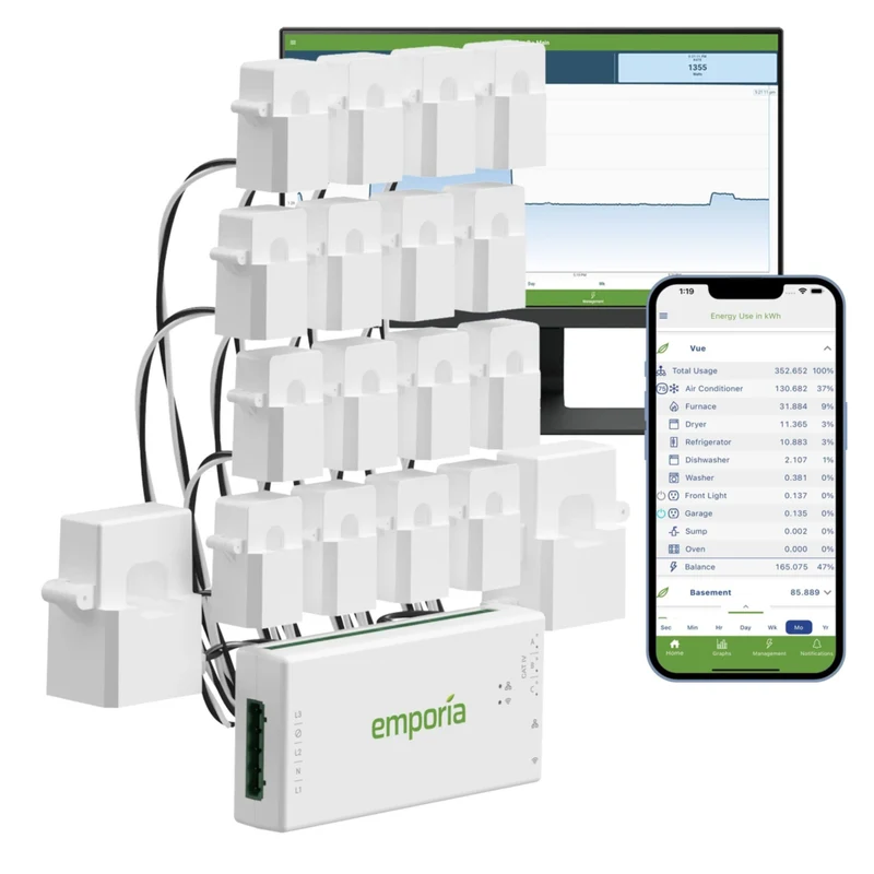 Emporia Vue 3 Home Energy Monitor with 16 50A Circuit Level Sensors