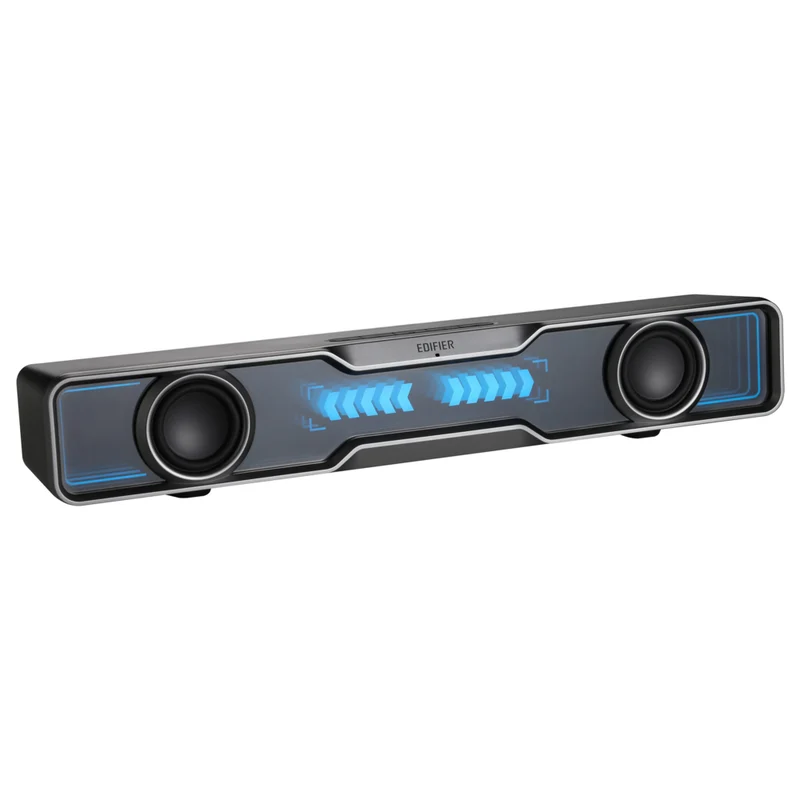 Edifier - Barre de son multimédia QS30 alimentée par USB, avec Bluetooth, basses améliorées, microphone intégré et effets d’éclairage dynamiques – Noir
