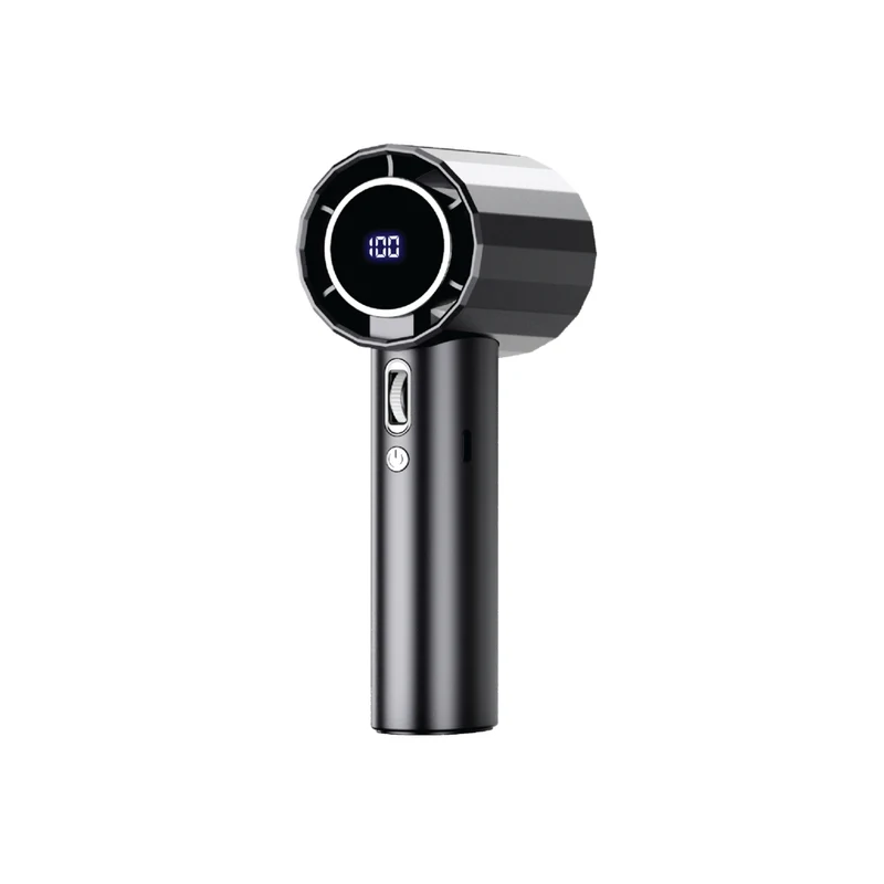 Powerology High-speed Handheld Fan with 100 Levels Scroll Control & LED Display - Black