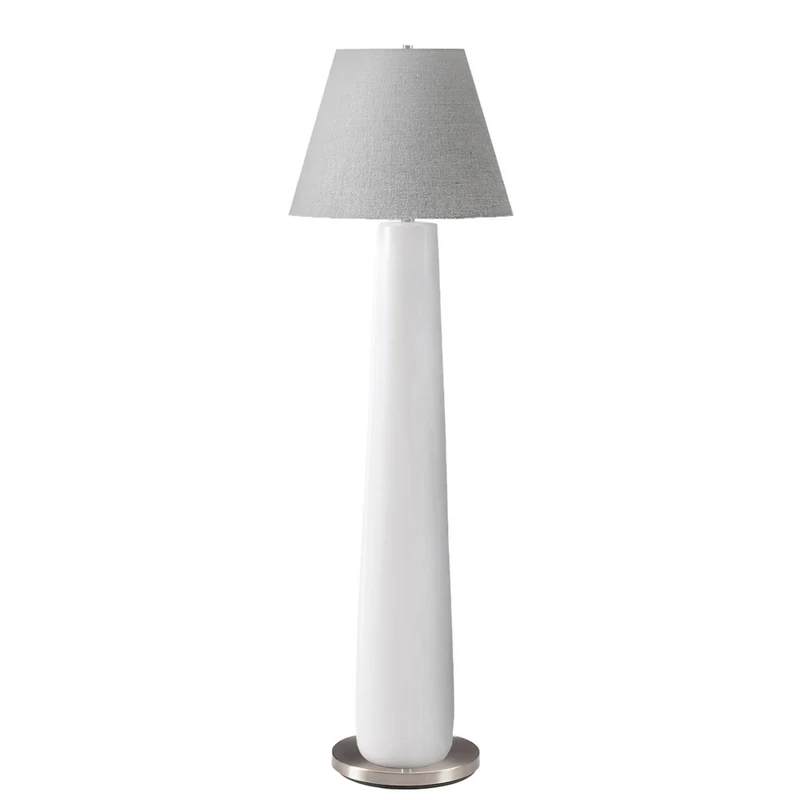 Monarch Specialties - 9684 61"H Lampadaire - Résine Blanche/Abat-Jour Gris