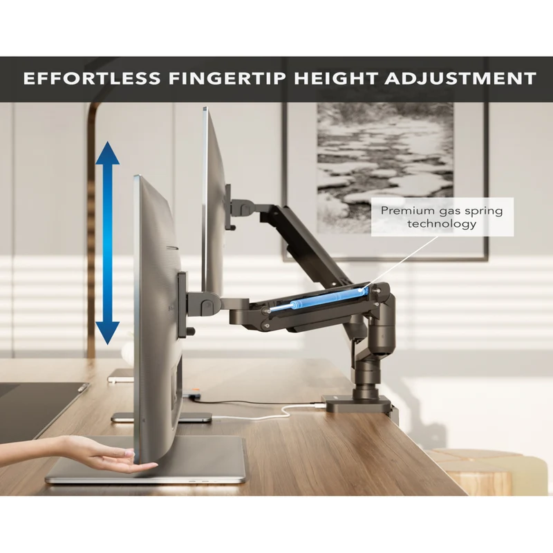 Mount-It! Heavy-Duty Dual Monitor Mount with Gas Spring Arms - Fits Monitors up to 35"
