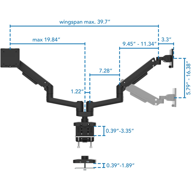 Mount-It! Heavy-Duty Dual Monitor Mount with Gas Spring Arms - Fits Monitors up to 35"