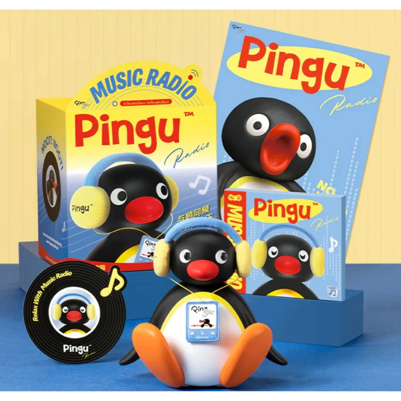MarTUBE - Haut-parleur Bluetooth Cartoon de Pingu avec tête tremblante, bleu/blanc