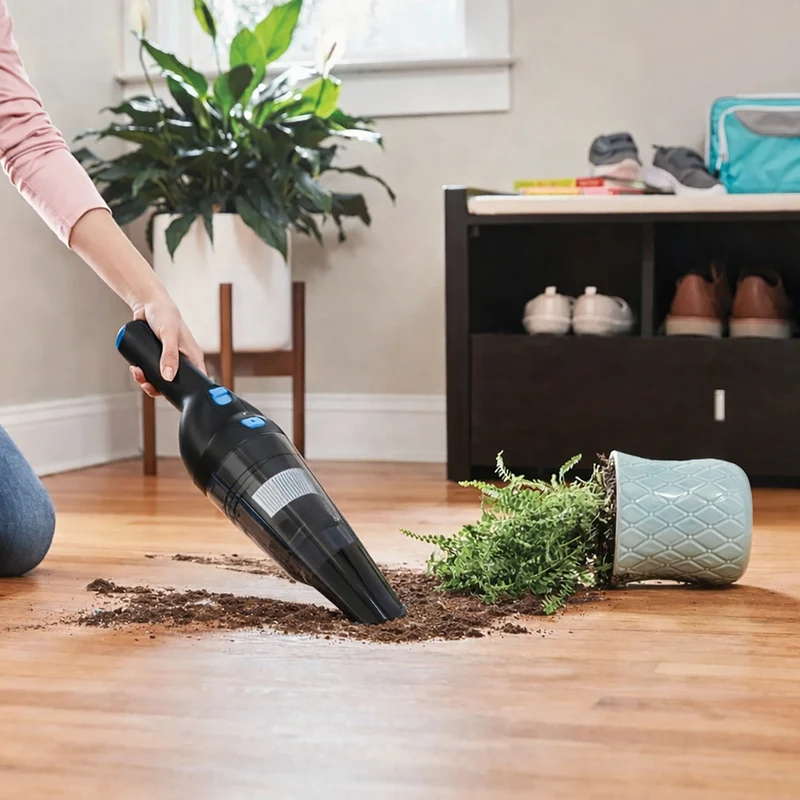 Panni H1 MAX 12V Cordless Hand Vacuum with Charging Stand and Cleaning Attachments - Black