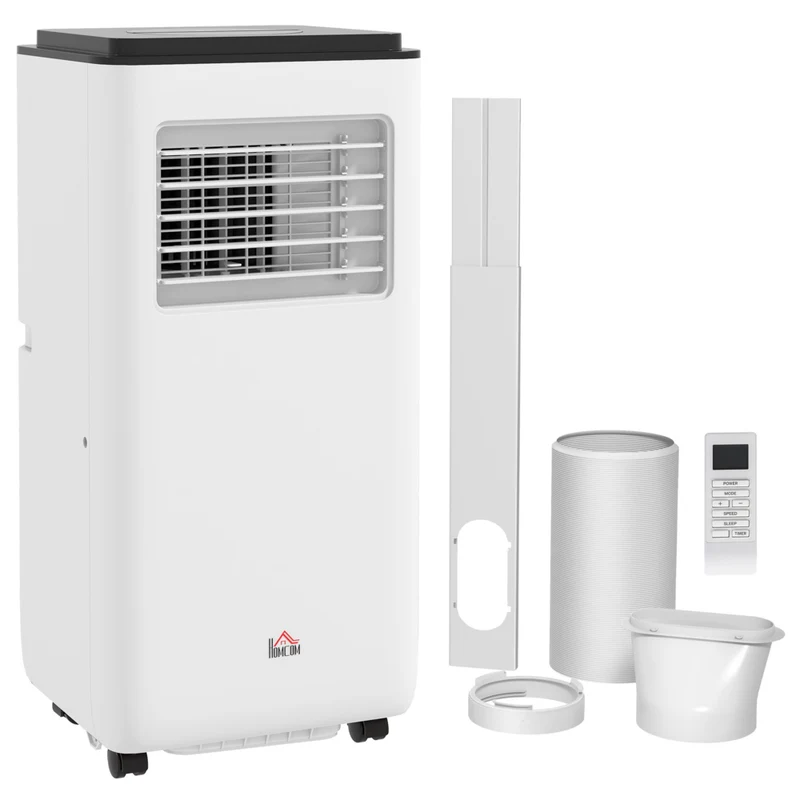 HOMCOM - climatiseur portable 10 000 BTU avec minuterie pour pièce de 440 pi² - blanc