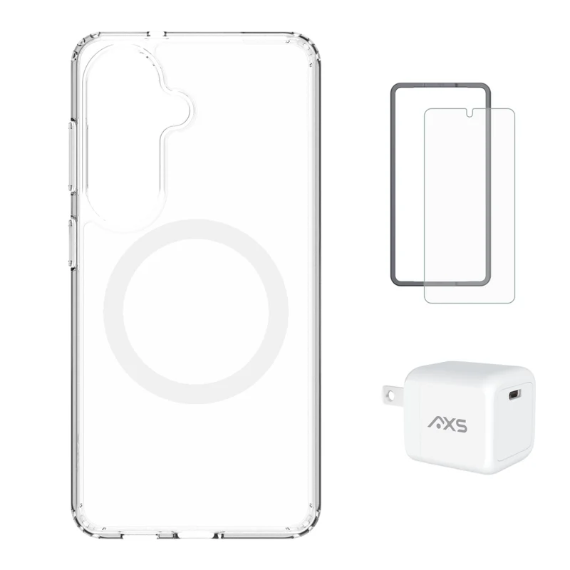 AXS Starter Kit - Ultra Clear MagSafe Case, Screen Protector and 30W Charger for Samsung Galaxy S26
