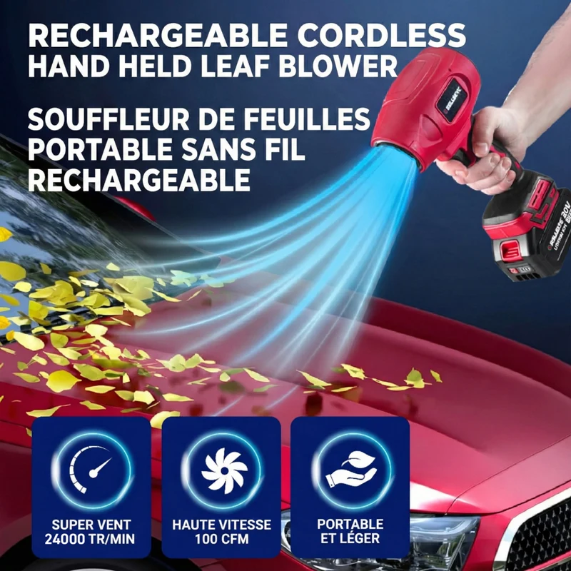 Bullseye - Souffleur d'air sans fil rechargeable de 20 V pour feuilles et poussière avec batterie et chargeur