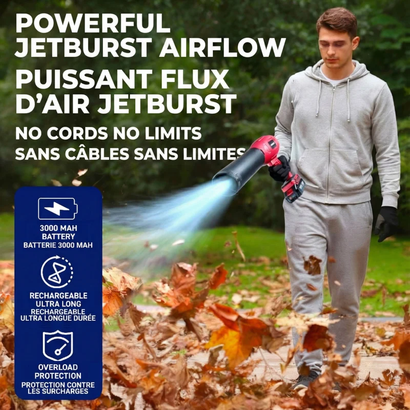 Bullseye - Souffleur d'air sans fil rechargeable de 20 V pour feuilles et poussière avec batterie et chargeur