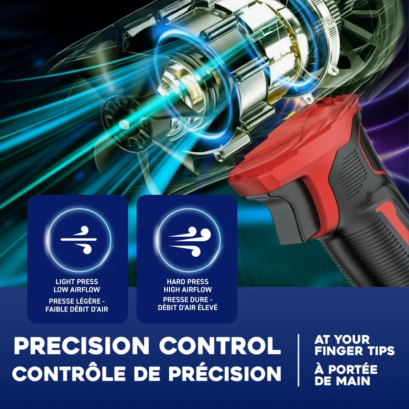 Bullseye - Souffleur d'air sans fil rechargeable de 20 V pour feuilles et poussière avec batterie et chargeur
