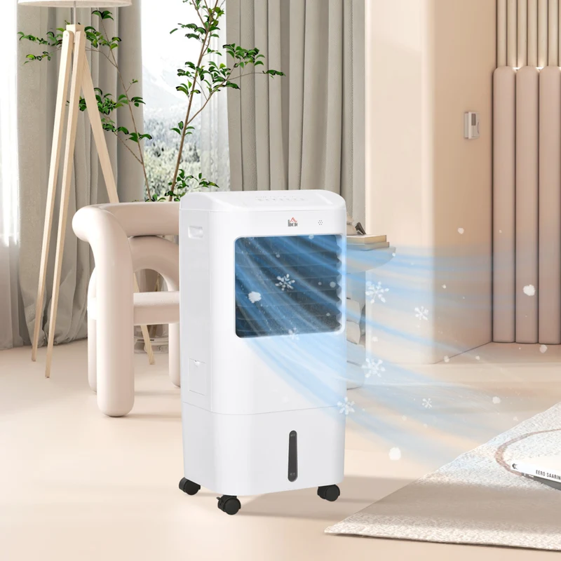 HOMCOM - refroidisseur d’air évaporatif 31 po avec oscillation à 60° et réservoir d’eau de 4 gal - blanc