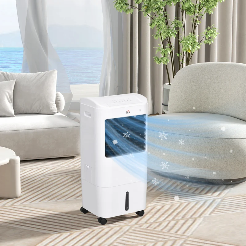 HOMCOM - refroidisseur d’air évaporatif 31 po avec oscillation à 60° et réservoir d’eau de 4 gal - blanc