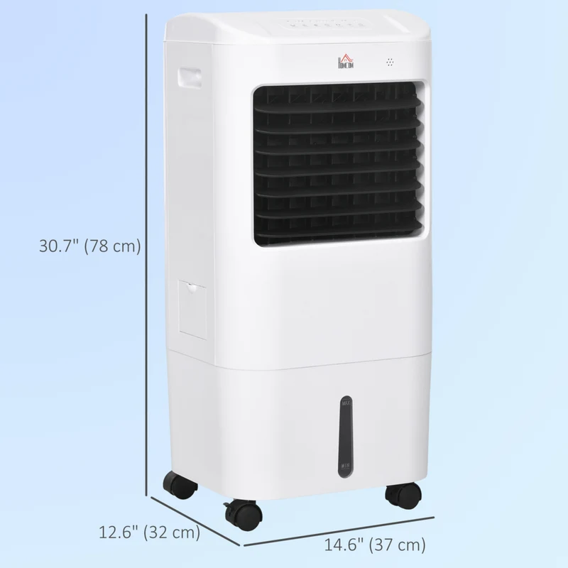 HOMCOM - refroidisseur d’air évaporatif 31 po avec oscillation à 60° et réservoir d’eau de 4 gal - blanc