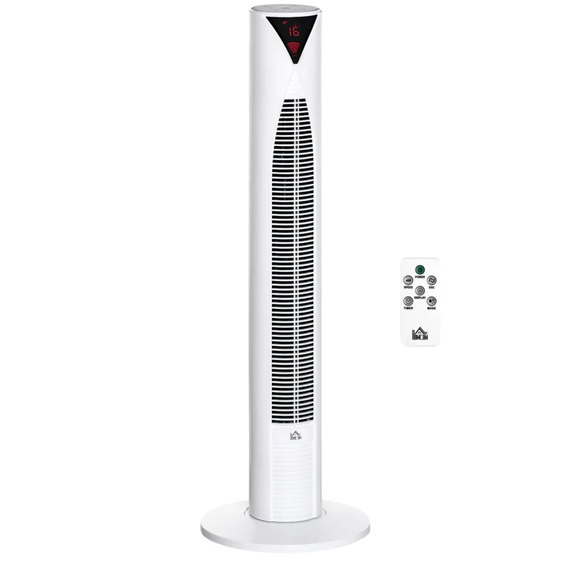 HOMCOM 37" Freestanding Tower Fan with 3 Speed Timer and LED Sensor Panel - White
