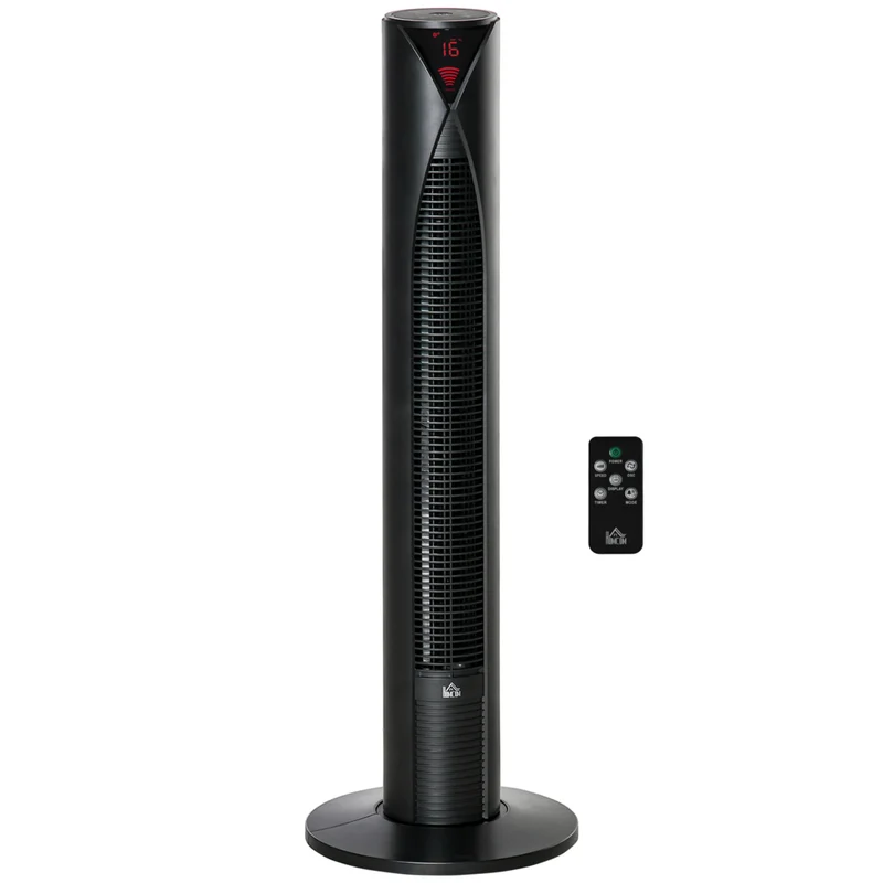 HOMCOM - Ventilateur tour autoportant 37,75 po H avec minuterie 3 vitesses et panneau à capteur LED - noir
