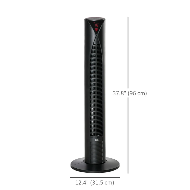 HOMCOM - Ventilateur tour autoportant 37,75 po H avec minuterie 3 vitesses et panneau à capteur LED - noir