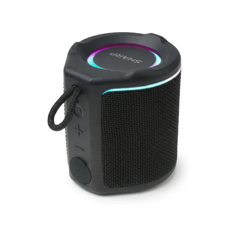 Sharp GX-BT190-BK Ultra-Portable Waterproof Bluetooth Speakers with LED Mood Lighting - Black