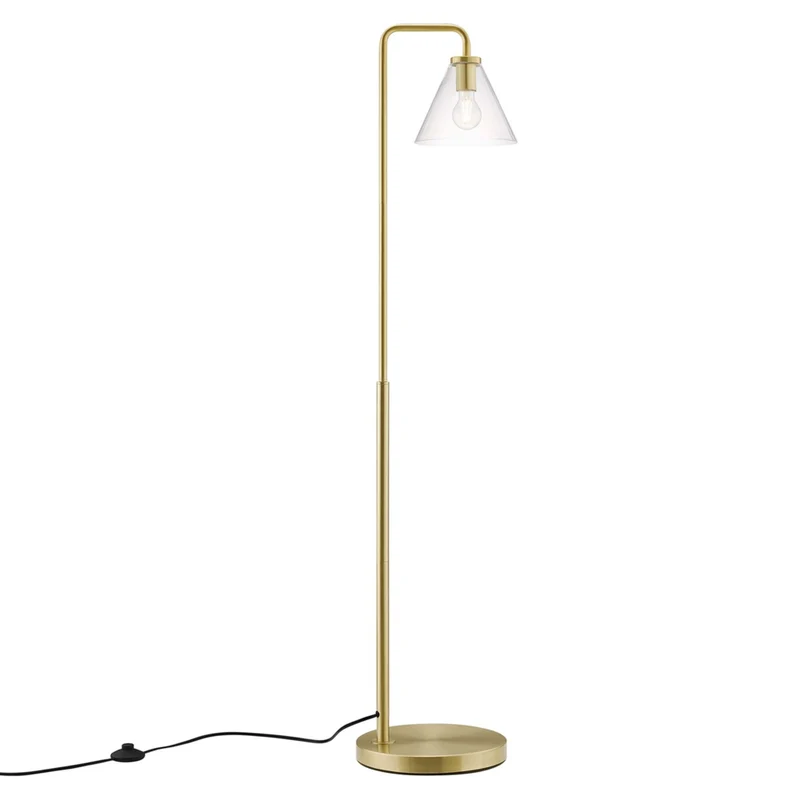 Modway - Element Verre transparent Verre et métal Lampe sur pied, Laiton en satin