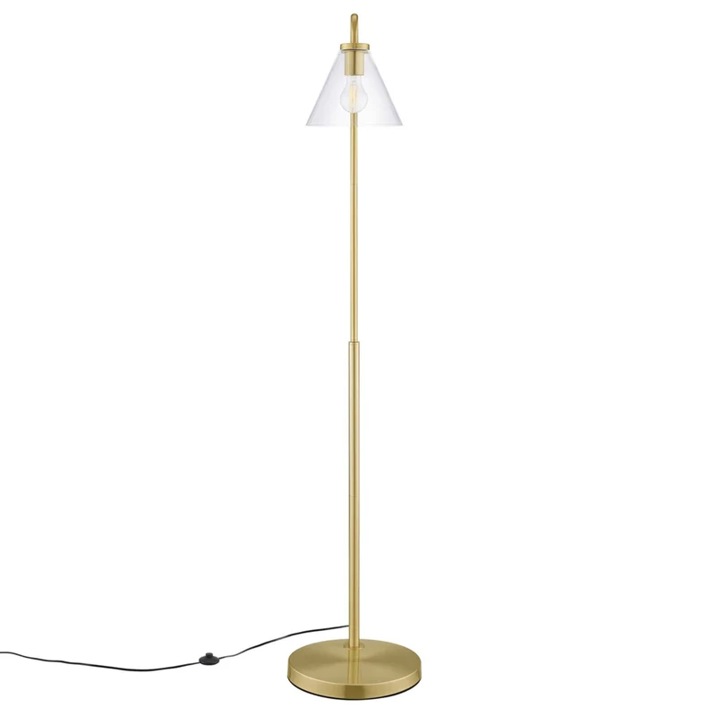 Modway - Element Verre transparent Verre et métal Lampe sur pied, Laiton en satin