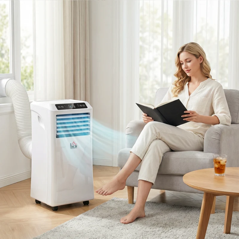 HOMCOM - Climatiseur portable avec 4 modes pour une couverture de 258-441 pi² - blanc