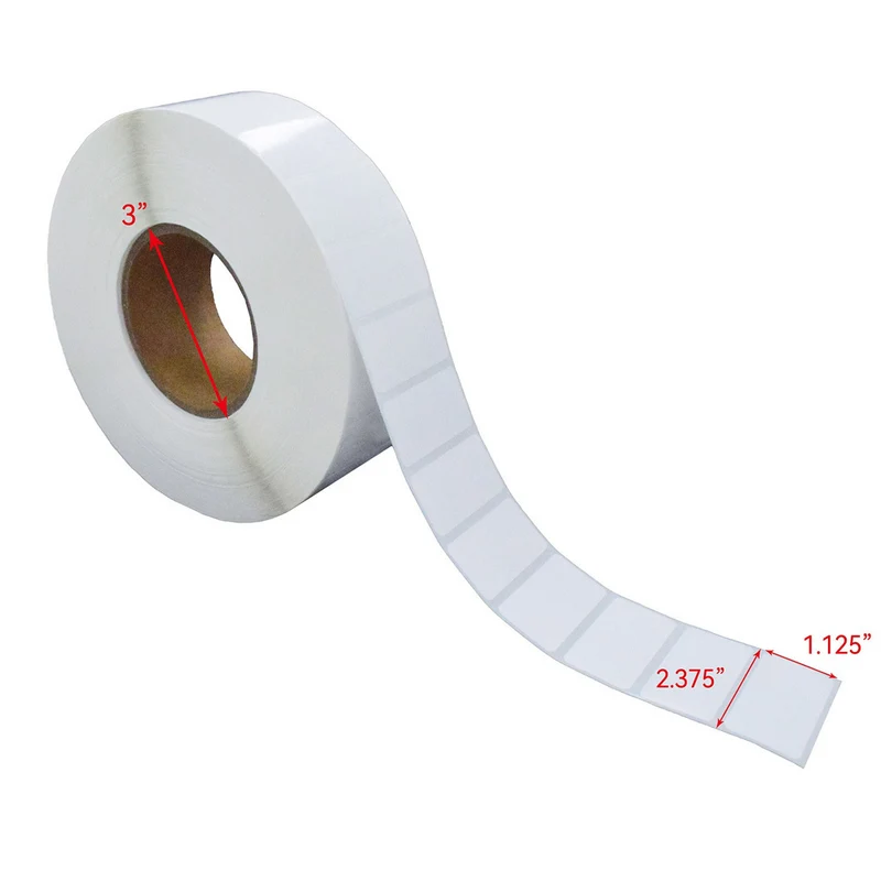Premium Tape Direct Thermal Pharmagloss RP31 Labels - 3" Core - 2.375" x 1.125" - White - 5000/Roll - 6 Rolls