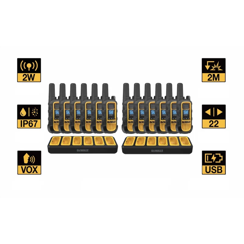 Dewalt Heavy Duty DXFRS800 Radio 12-Piece Set with 2 6-Port Chargers