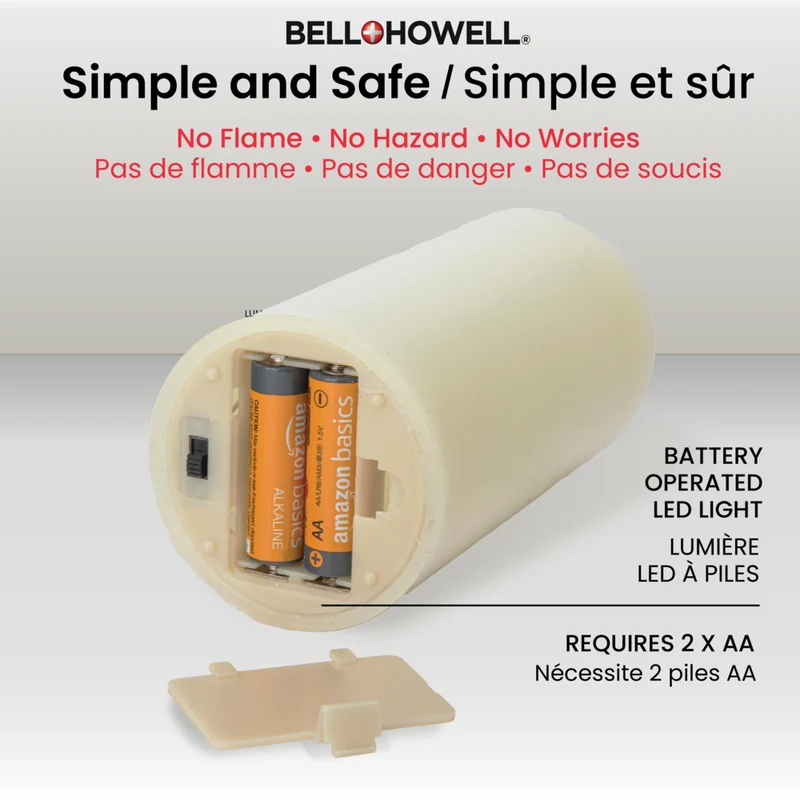 Bell+Howell - Bougies sans flamme multicoloures Candle Brights à piles avec télécommande - Paquet de 3