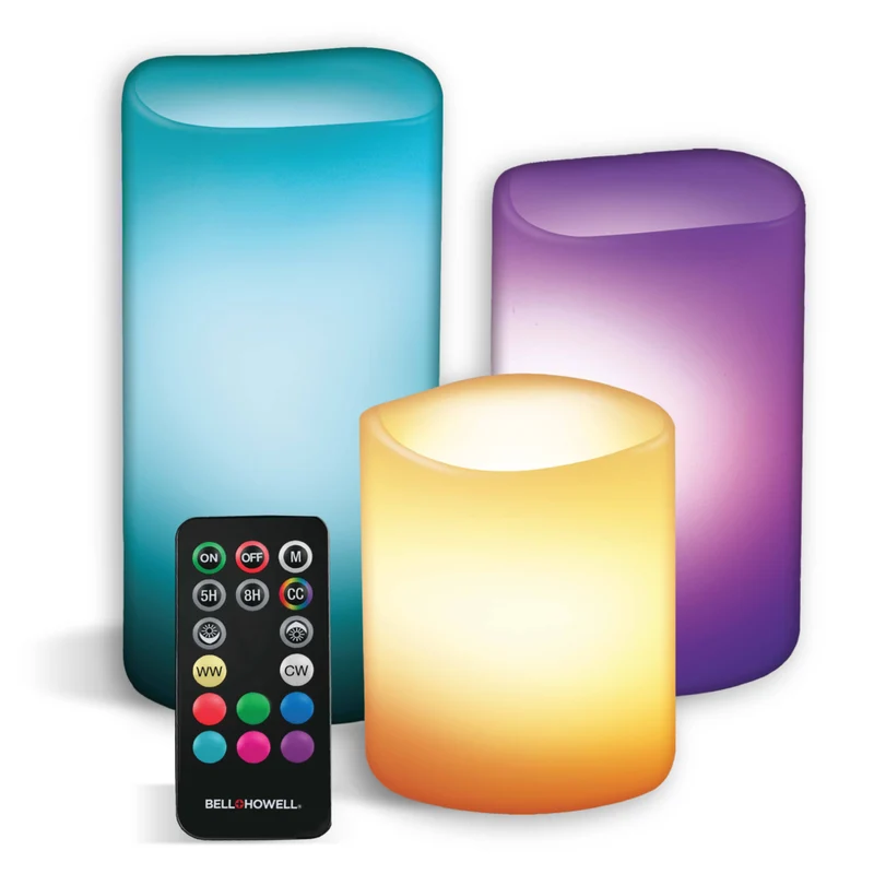 Bell+Howell Candle Brights Multicolour Flameless Battery Operated Candles with Remote - 3 Pack