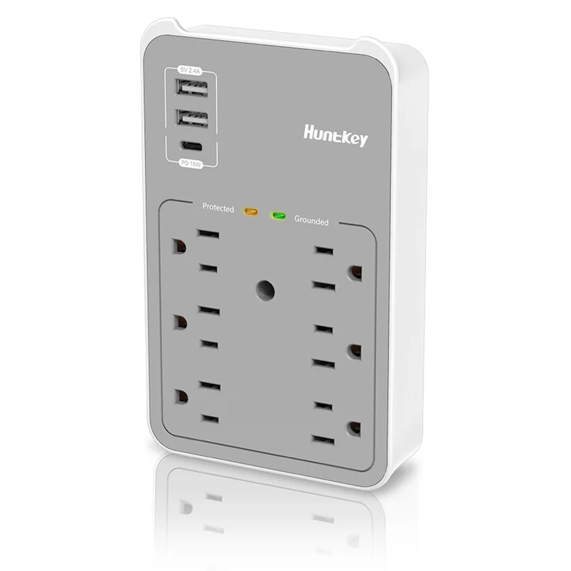 ShoppingAll - Huntkey multiprise murale avec parasurtenseur, 6 prises et 3 ports USB