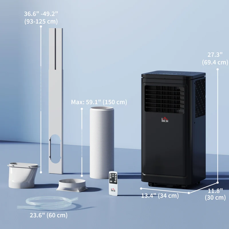 HOMCOM climatiseur portable 8000 BTU pour pièce jusqu’à 344 pi² - noir