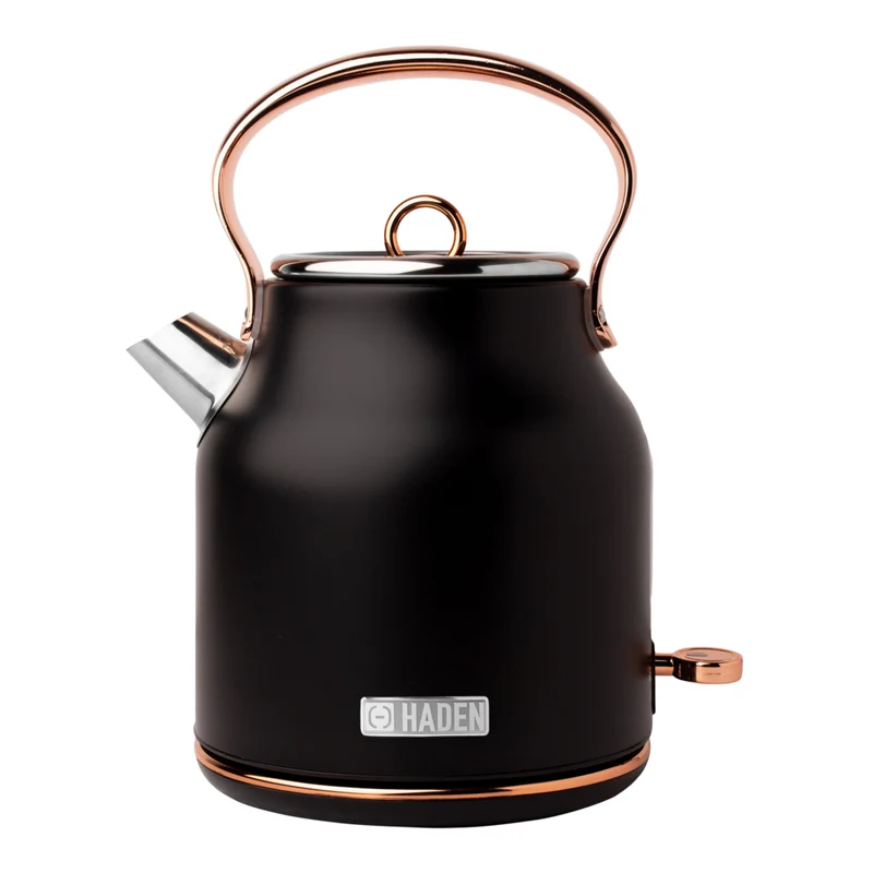 Haden Heritage 1.7 Liter Cordless Electric Kettle with Auto Shut-Off & Boil-Dry Protection - Black & Copper