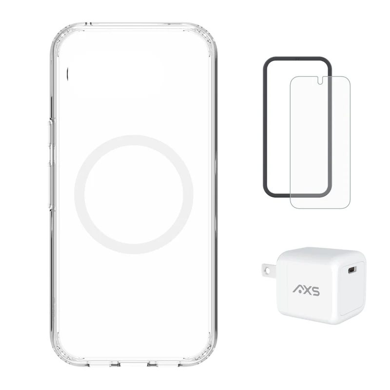 AXS - Ensemble de départ - Ultra Clear, protecteur d'écran et chargeur 30W pour Pixel 10a